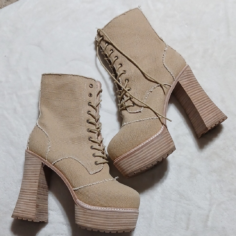 Zigi Jhanny Tan Lace-Up Platform Boots Size 9 - Picture 2 of 9